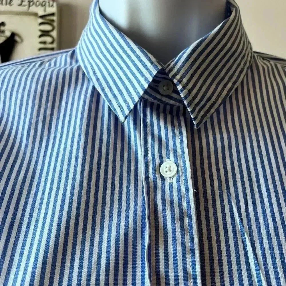 J. Crew Minimalist Slim Fit Classic Striped Button Down Shirt Size 2 Tall